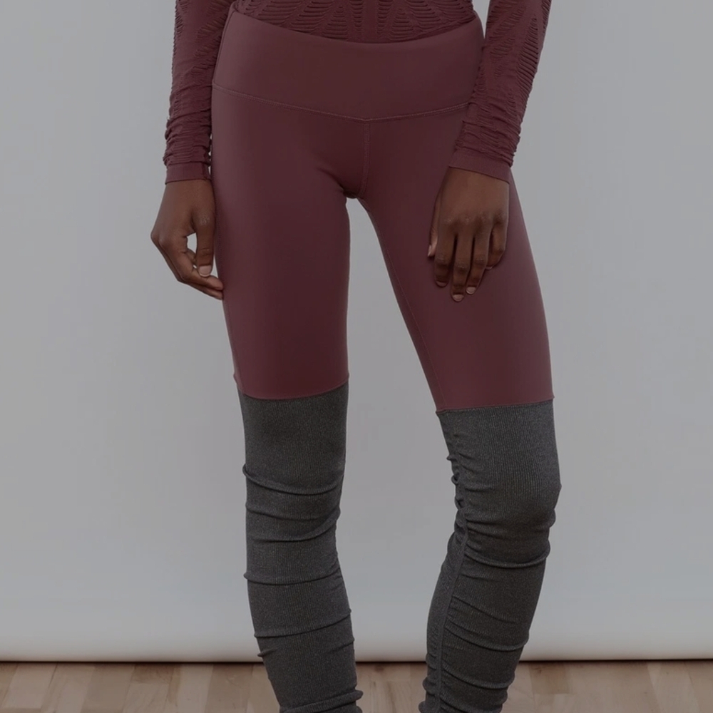ALO Yoga Burgundy and Gray Leggings
